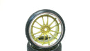1/10 Scale On-Road 12 Spoke Gold w/ Chrome Lip Rims V-Tread Hard Drift  RC Wheel