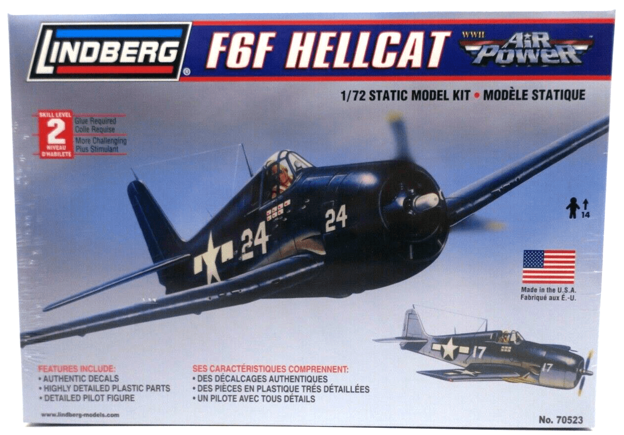 Lindberg Air Power 1/72 F6F Hellcat Model Kit No. 70523 - WISE GUYS HOBBIES LLC