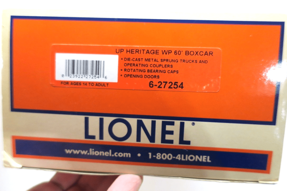 Lionel 6 - 27254 Western Pacific Union Heritage UP 60' Boxcar O Scale - WISE GUYS HOBBIES LLC