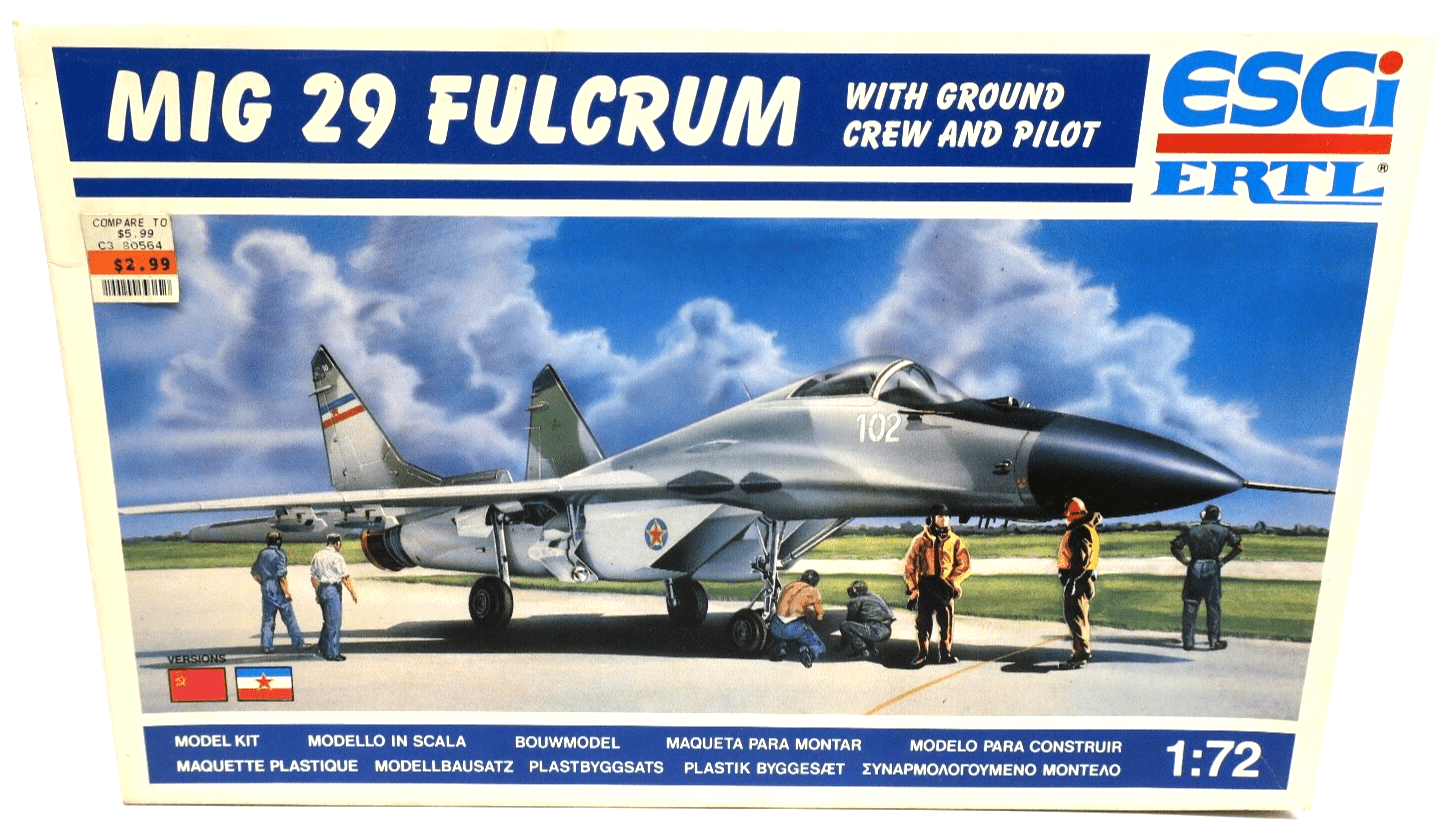 ESCI 1/72 MiG-29 Fulcrum With Ground Crew And Pilot Model Kit - WISE GUYS HOBBIES LLC