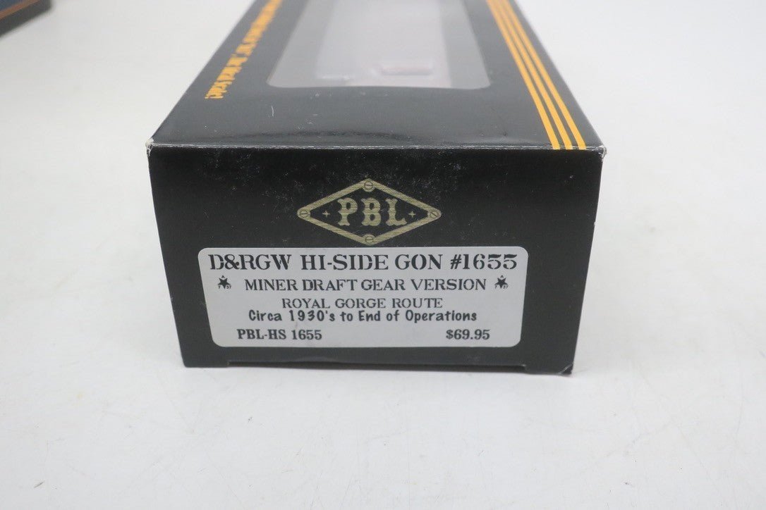 PBL Sn3 PBL-HS1655 D&RGW Hi-Side Gondola 1655 Royal Gorge Route RTR 1:64 NIB! - WISE GUYS HOBBIES LLC