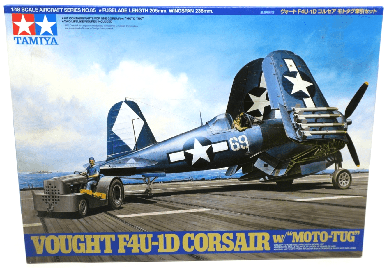 Tamiya 1/48 Vought F4U-1D CORSAIR w/ Moto-Tug Model Kit - WISE GUYS HOBBIES LLC