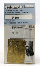 Eduard Photo Etch 1/72 F 104 Detail Set 72 - 015 - WISE GUYS HOBBIES LLC