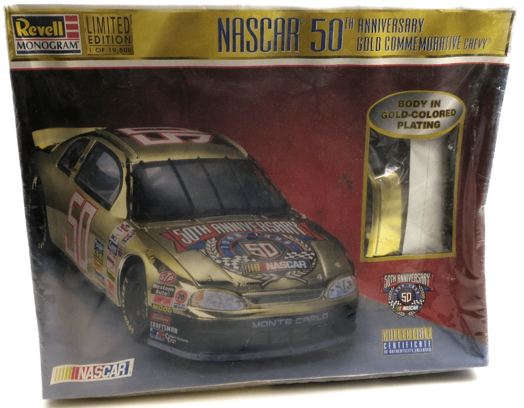 Revell 1/24 Limited Nascar 50th Anniversary Gold Chevy Monte Carlo Model Kit - WISE GUYS HOBBIES LLC