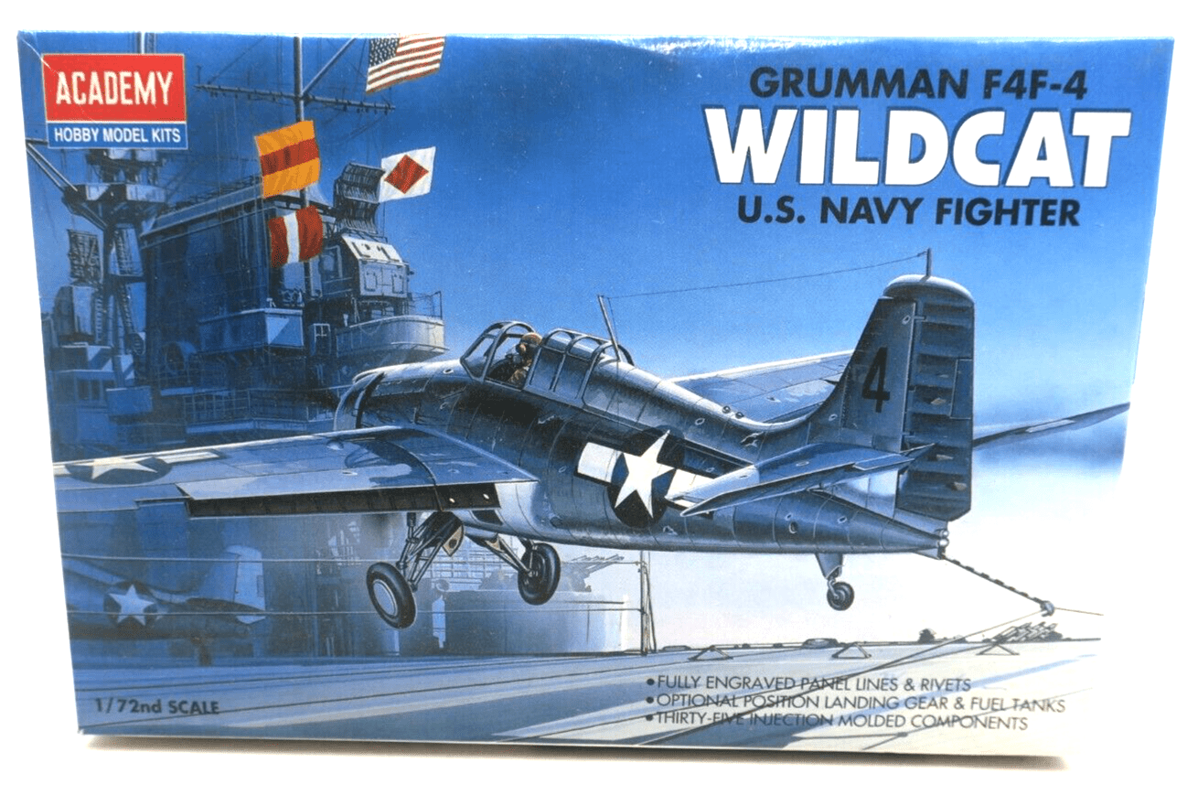 1/72 F4F4 Wildcat USN Fighter Airplane Plastic Scale Academy Model Kit 12451 - WISE GUYS HOBBIES LLC