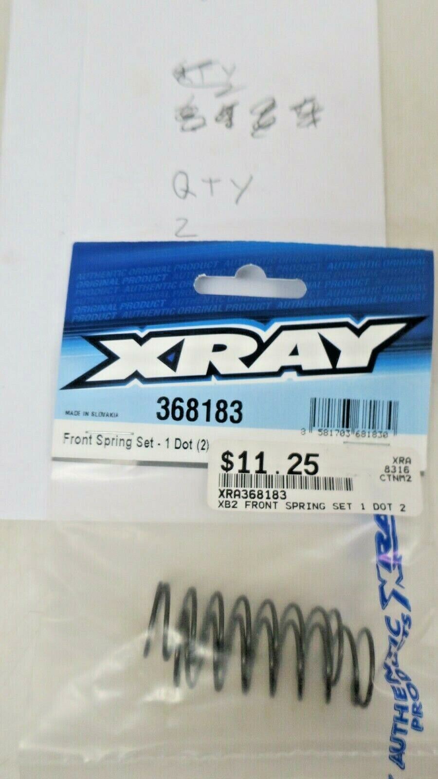 XRAY XB2 Front Spring Set (1 Dot) (2) [XRA368183] - WISE GUYS HOBBIES LLC