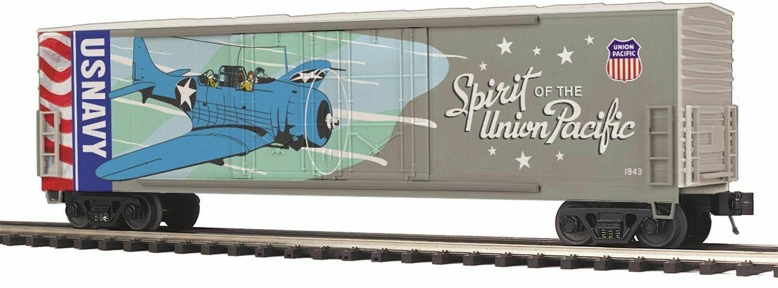 MTH 20 - 93754 O Union Pacific (Navy - UP Spirit) 50' Double Door Plugged Boxcar - WISE GUYS HOBBIES LLC