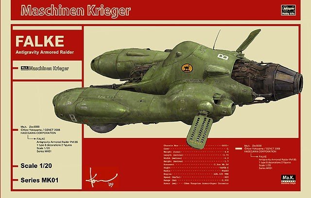 Hasegawa 1/20 Falke Antigravity Armored Raider Pkf.85 Model Kit - WISE GUYS HOBBIES LLC