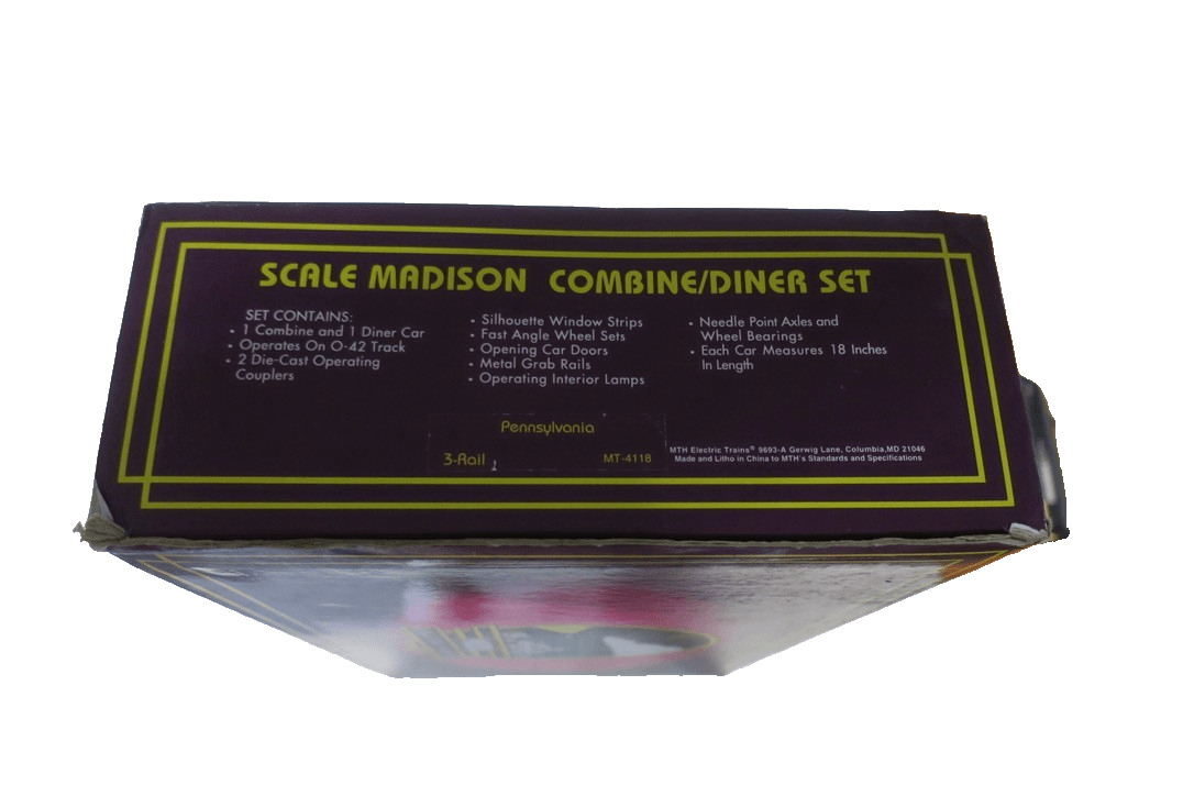 Mth Pennsylvania Madison Combine/Diner Passenger Set MT-4118 - WISE GUYS HOBBIES LLC