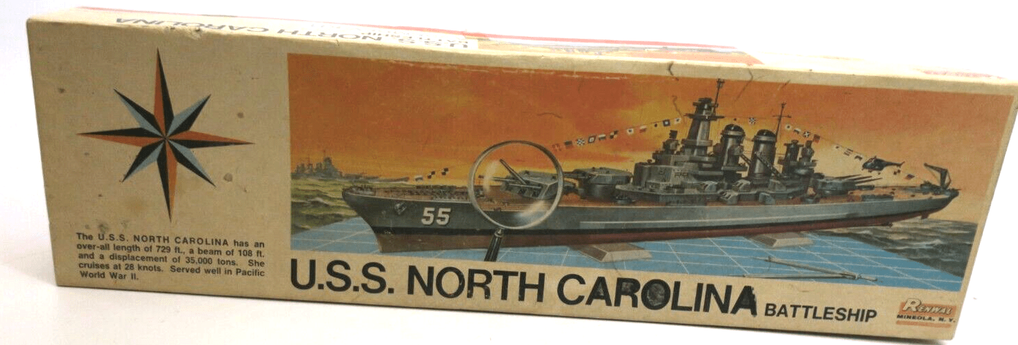 1961 RENWAL (PA) 1:500 BATTLESHIP “U.S.S. NORTH CAROLINA” Kit No. 601 - WISE GUYS HOBBIES LLC
