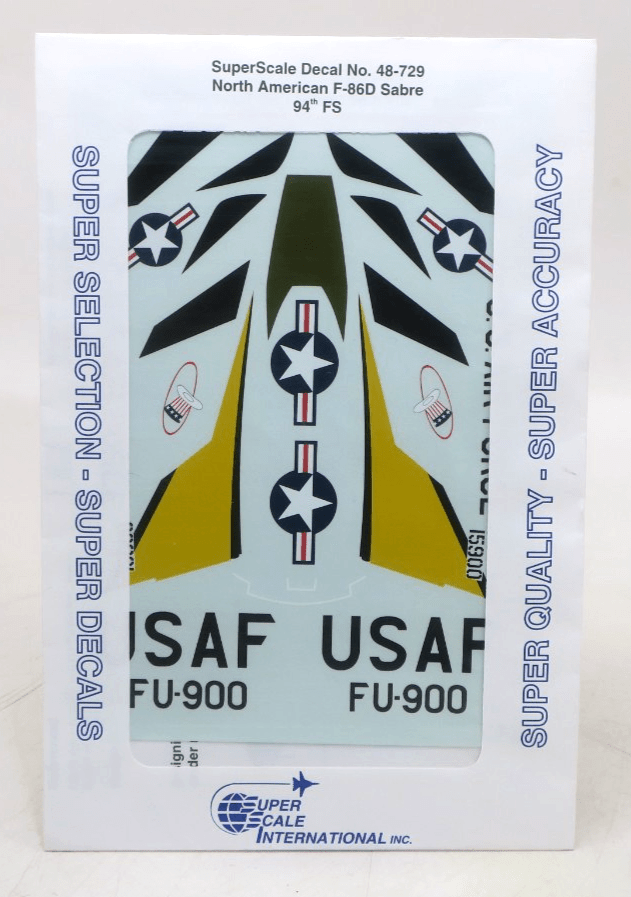 Super Scale International 1/48 North American F-86D Sabre 94th FS Decals 48-729 - WISE GUYS HOBBIES LLC