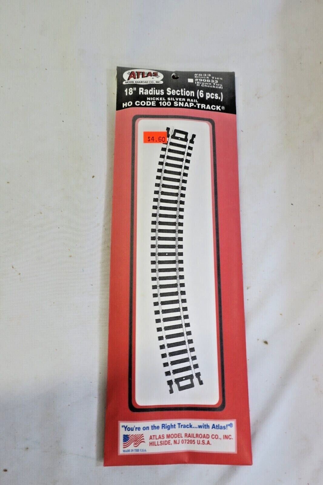 ATLAS 18" RADIUS SECTION (6 pcs) NICKEL SILVER RAIL HO SCALE 833 - WISE GUYS HOBBIES LLC