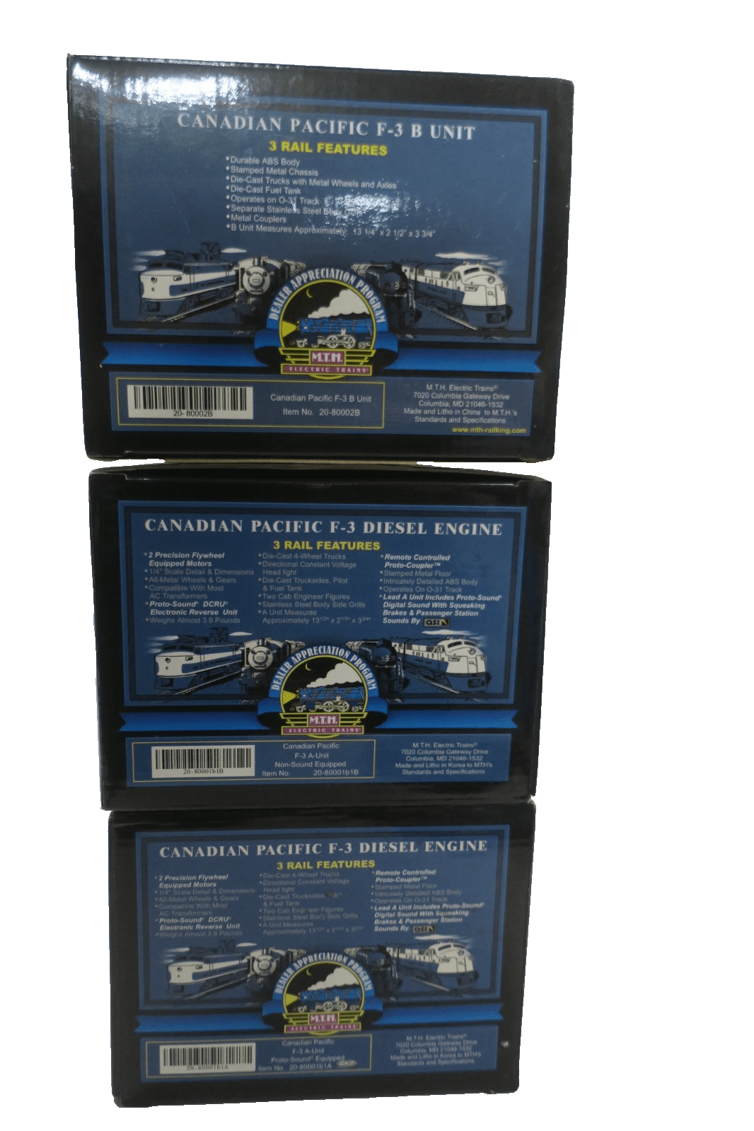 MTH Premier 20 - 8000 Canadian Pacific F - 3 ABA diesel locomotive set in Box - WISE GUYS HOBBIES LLC