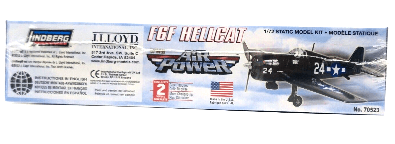 Lindberg Air Power 1/72 F6F Hellcat Model Kit No. 70523 - WISE GUYS HOBBIES LLC