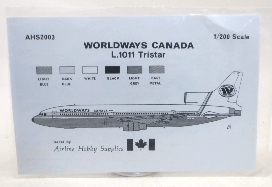 Airline Hobby Supplies 1/200 Worldways Canada L.1011 Tristar Decals AHS2003 - WISE GUYS HOBBIES LLC