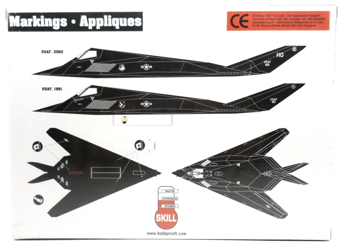 HobbyCraft 1/72 F-117 "Stealth" Model Kit HC1311 - WISE GUYS HOBBIES LLC