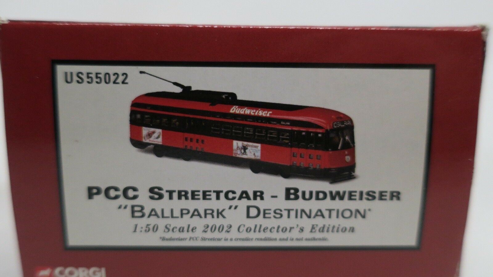 Corgi PCC Streetcar Budweiser "Ballpark" 1:50 scale Die-cast US55022 - WISE GUYS HOBBIES LLC
