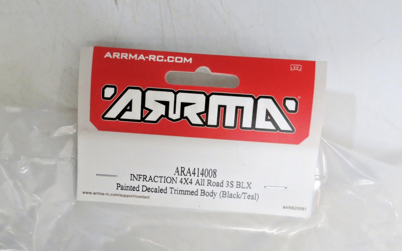 Arrma ARA414008 1/8 Infraction Teal Truck Body SEALED - WISE GUYS HOBBIES LLC