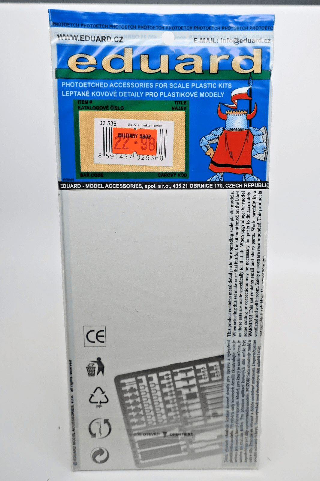 Eduard 1/32 Su - 27B Flanker Interior Photo - Etch Detail Set 32536 - WISE GUYS HOBBIES LLC