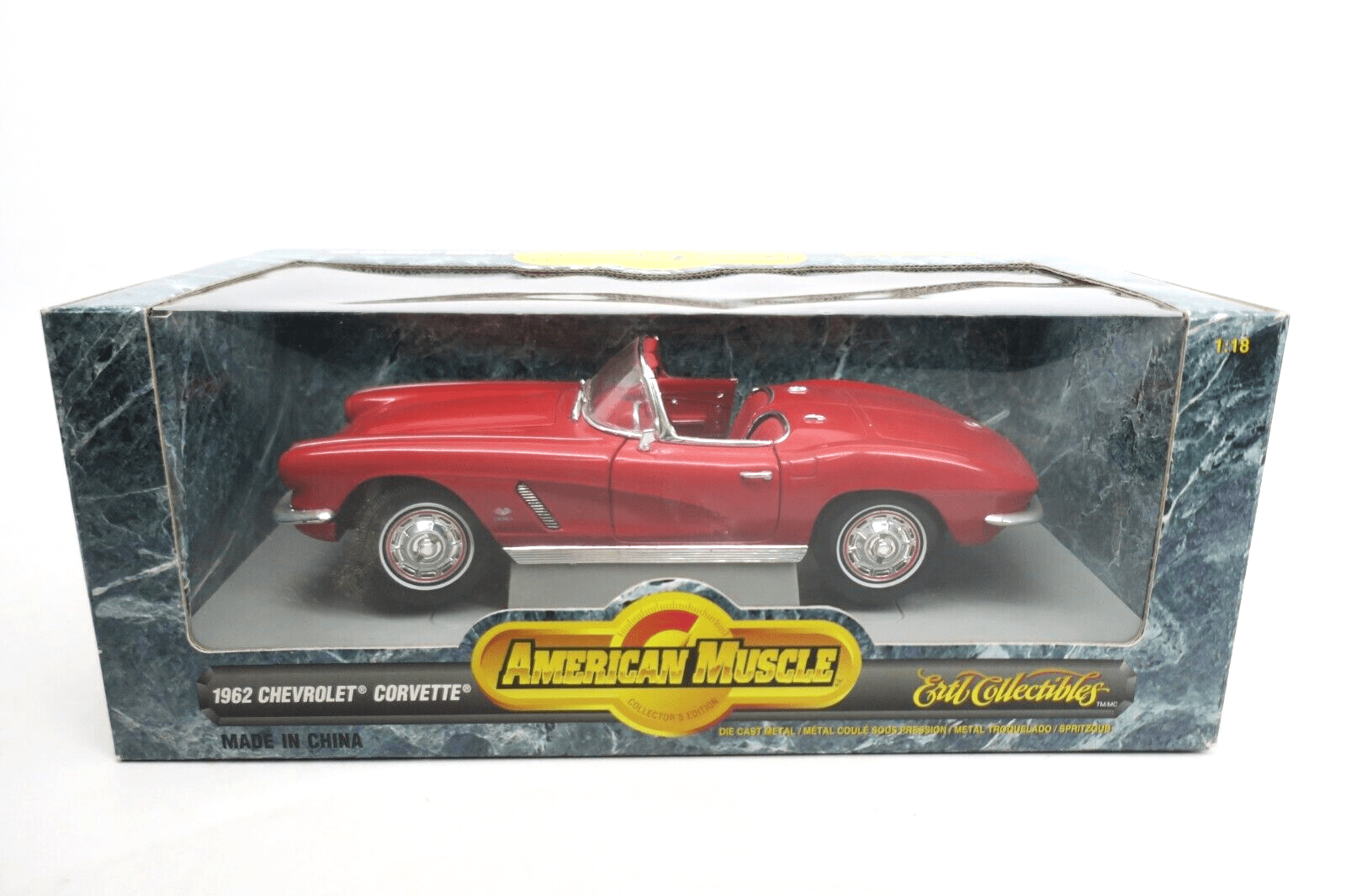 1998 ERTL American Muscle 1962 RED CHEVROLET CORVETTE CONVERTIBLE 1/18 Diecast - WISE GUYS HOBBIES LLC
