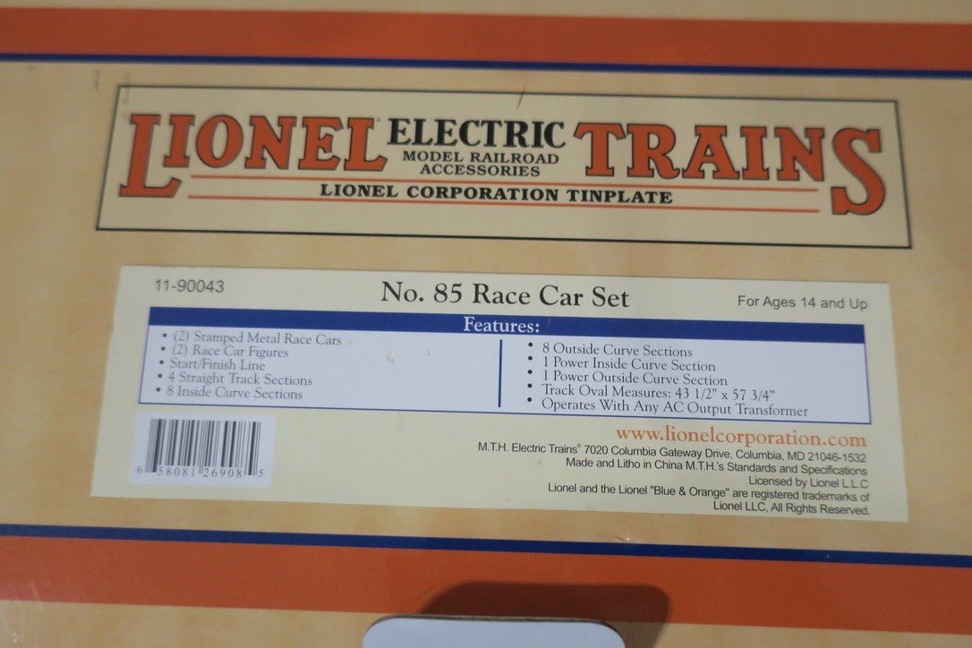 MTH 11 - 90043 No.85 Tinplate Race Car Set with Box 2009 - WISE GUYS HOBBIES LLC