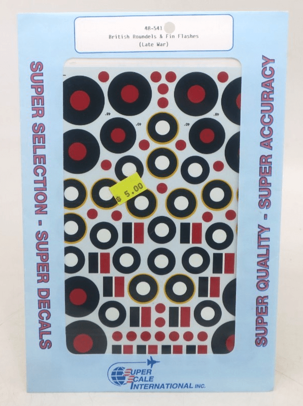 Super Scale International 1/48 British Roundels & Fin Flashes Decals 48-541 - WISE GUYS HOBBIES LLC
