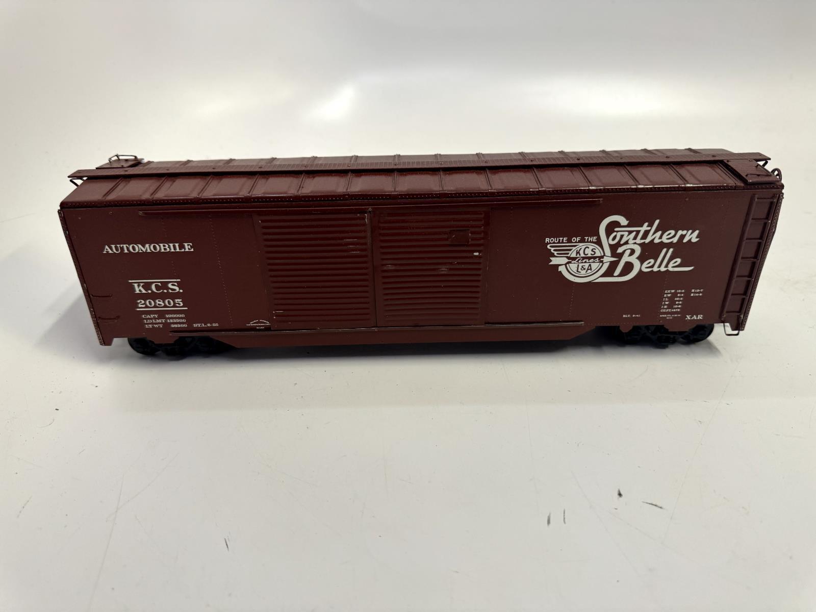 HAND BUILT CUSTOM AUTOMOBILE BOXCAR KANSAS CITY SOUTHERN KCS O SCALE 2R - WISE GUYS HOBBIES LLC