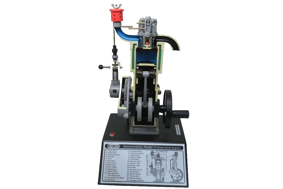 Eisco 4 Stroke Diesel Hand Crank Model with Actuating Movable Parts, 16" Tall - WISE GUYS HOBBIES LLC