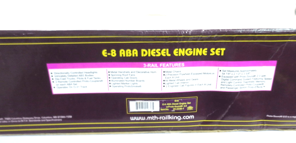 MTH 20 - 2236 - 1 Erie E - 8 ABA Diesel Engine Set Proto 2.0 LN 8204 - WISE GUYS HOBBIES LLC