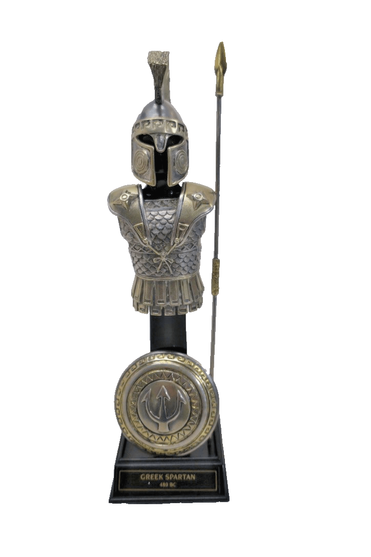 FRANKLIN MINT THE GREEK SPARTAN 480 BC 24k Gold Pewter Warrior 8" - WISE GUYS HOBBIES LLC