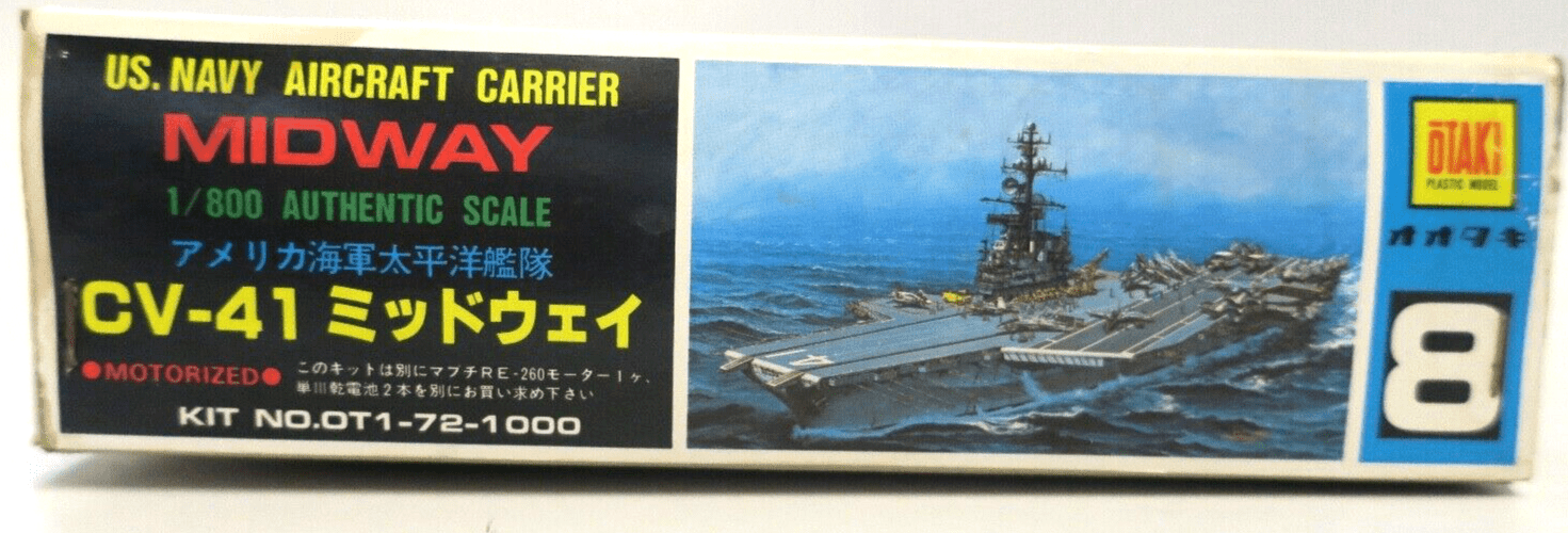 Vintage Otaki 1/800 US Navy Aircraft Carrier Midway Motorized Model Kit - WISE GUYS HOBBIES LLC