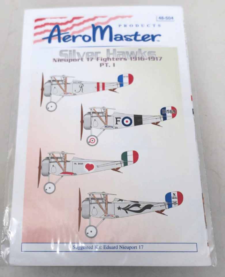 Aeromaster Decals 48 - 504 - Silver Hawks Nieuport 17 Fighters 1916 - 1917 Pt.I - WISE GUYS HOBBIES LLC