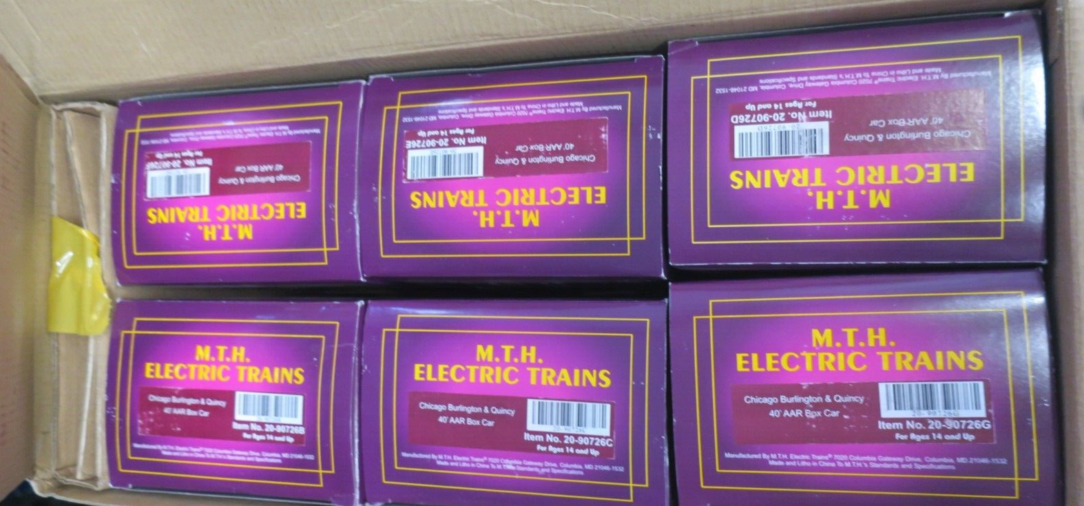 MTH 6-Car 40' AAR Box Car Set - Chicago Burlington & Quincy 20-90726 - WISE GUYS HOBBIES LLC