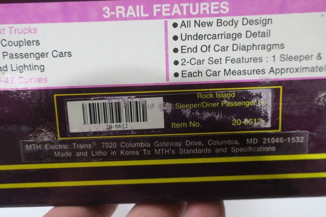 MTH 20-6612 Rock Island 70’ streamlined ribbed sleeper & diner 2-car set NIB - WISE GUYS HOBBIES LLC