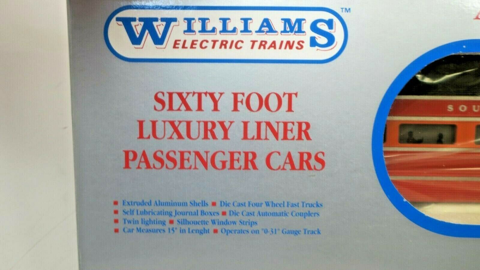 Williams "O-31" Gauge 60' luxury liner passenger car Southern Pacific Daylight - WISE GUYS HOBBIES LLC
