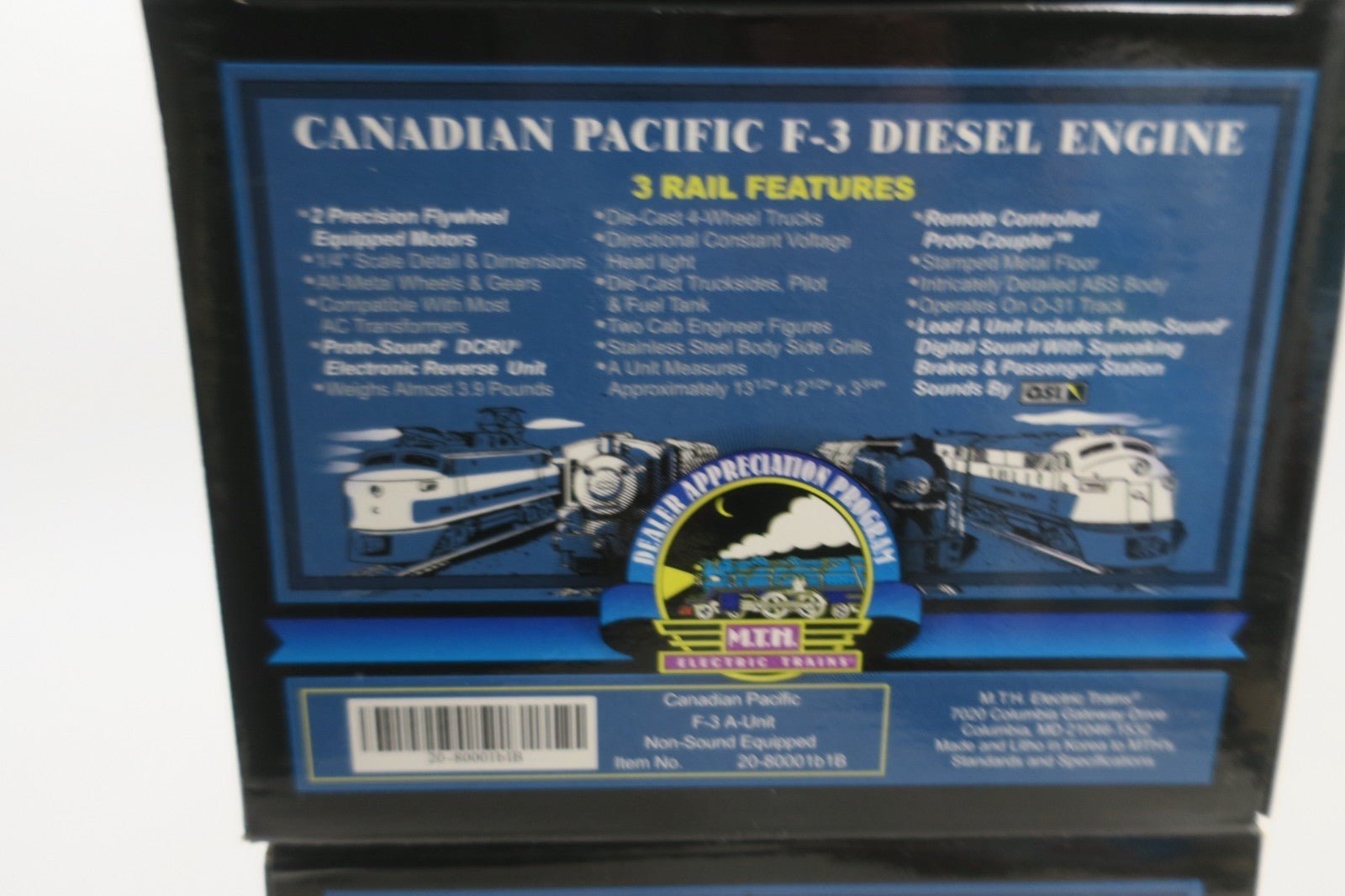 MTH Premier 20 - 8000 Canadian Pacific F - 3 ABA diesel locomotive set in Box - WISE GUYS HOBBIES LLC