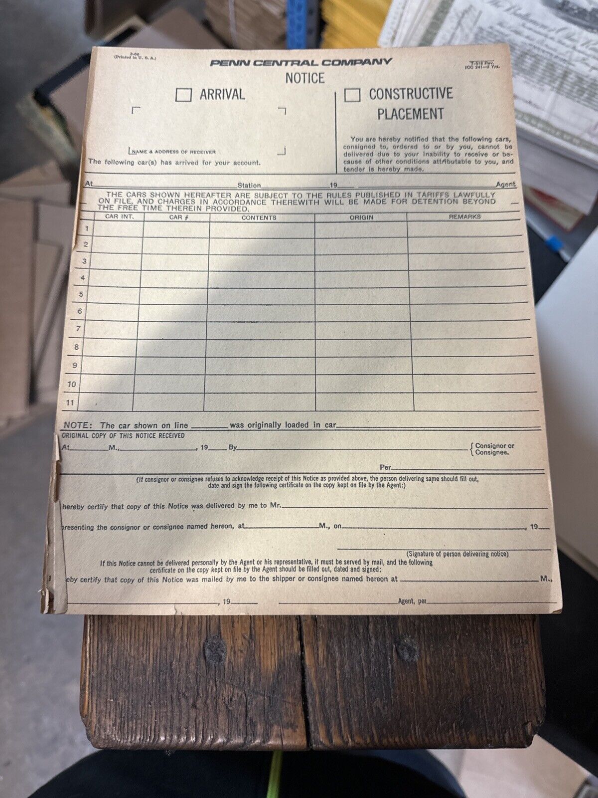 100+ PAGES PENN CENTRAL RAILROAD CO. GENERAL UNUSED NOTICE FORMS VINTAGE - WISE GUYS HOBBIES LLC