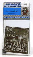 Eduard Photo Etch 1/72 Hawker Hurricane MkII For HASEGAWA Kit Detail Set 72217 - WISE GUYS HOBBIES LLC