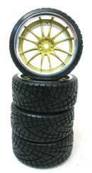 1/10 Scale On-Road 12 Spoke Gold w/ Chrome Lip Rims V-Tread Hard Drift  RC Wheel