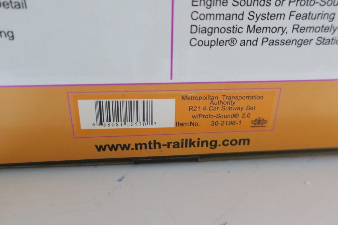 MTH Rail King 30 - 2198 - 1 MTA R21 4 - Car Subway Set w/Proto - Sound 2.0 - New In Box - WISE GUYS HOBBIES LLC