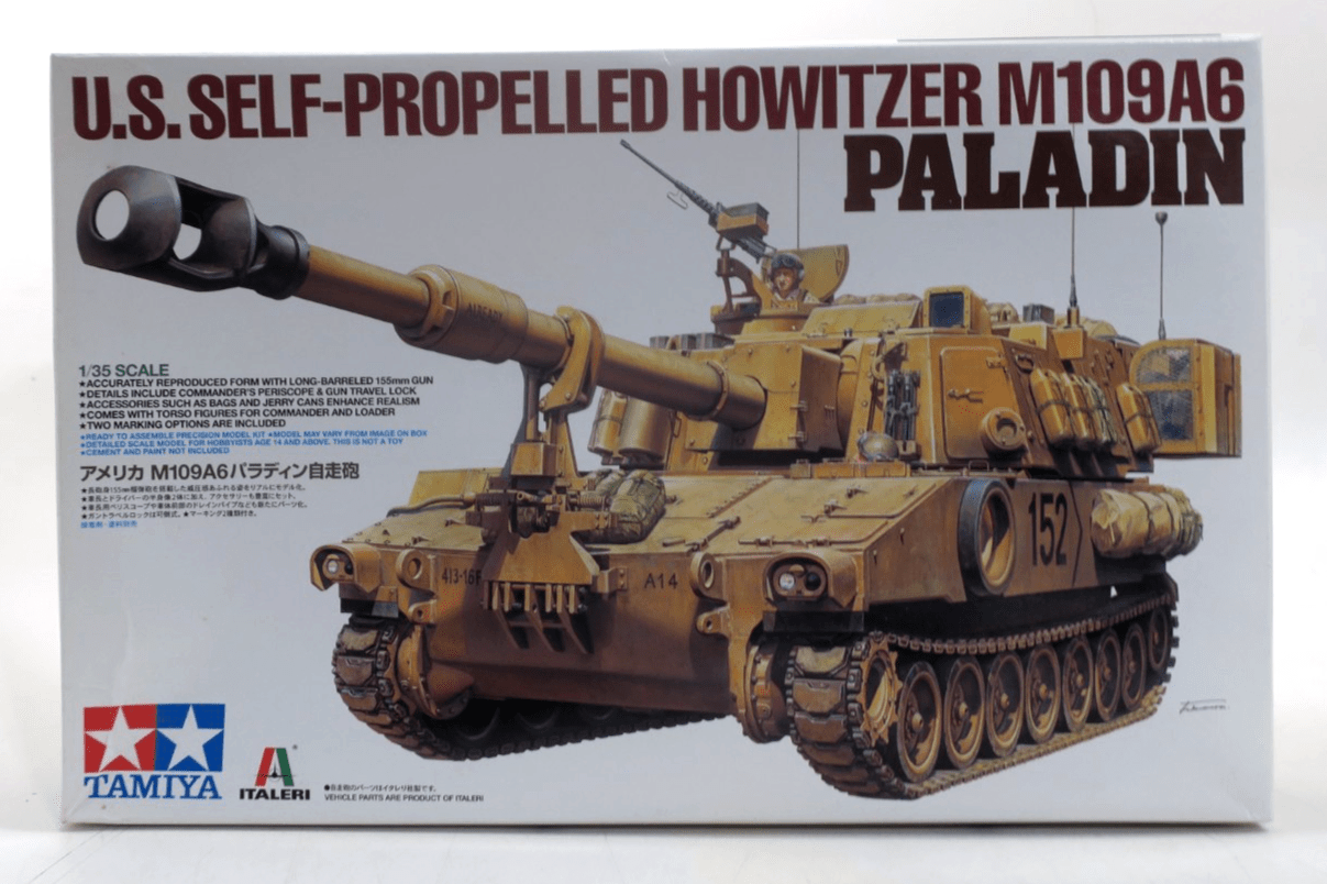 Tamiya 1/35 U.S. Self Propelled Howitzer M109A6 Paladin Model Kit 37012 - WISE GUYS HOBBIES LLC