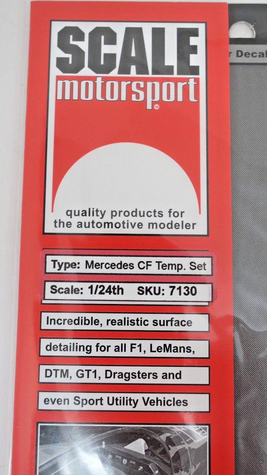 SCALE MOTORSPORT 1/24 MERCEDES DTM TEMPLATE COMP. FIBER DECAL SET 7130 - WISE GUYS HOBBIES LLC