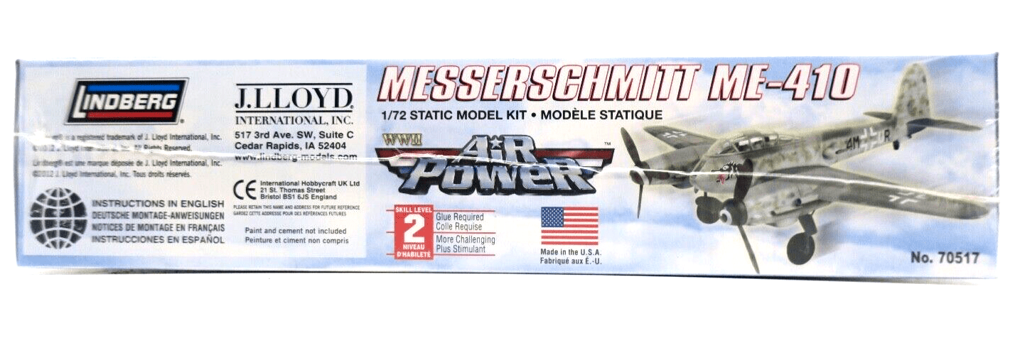 Lindberg Air Power 1/72 Messerschmitt ME-410 Model Kit No. 70517 - WISE GUYS HOBBIES LLC