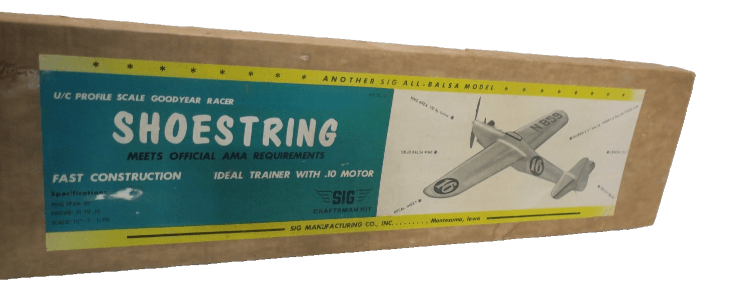 Vintage Sig Manufacturing U/C Profile Scale Goodyear Racer Shoestring Kit CL - 13 - WISE GUYS HOBBIES LLC