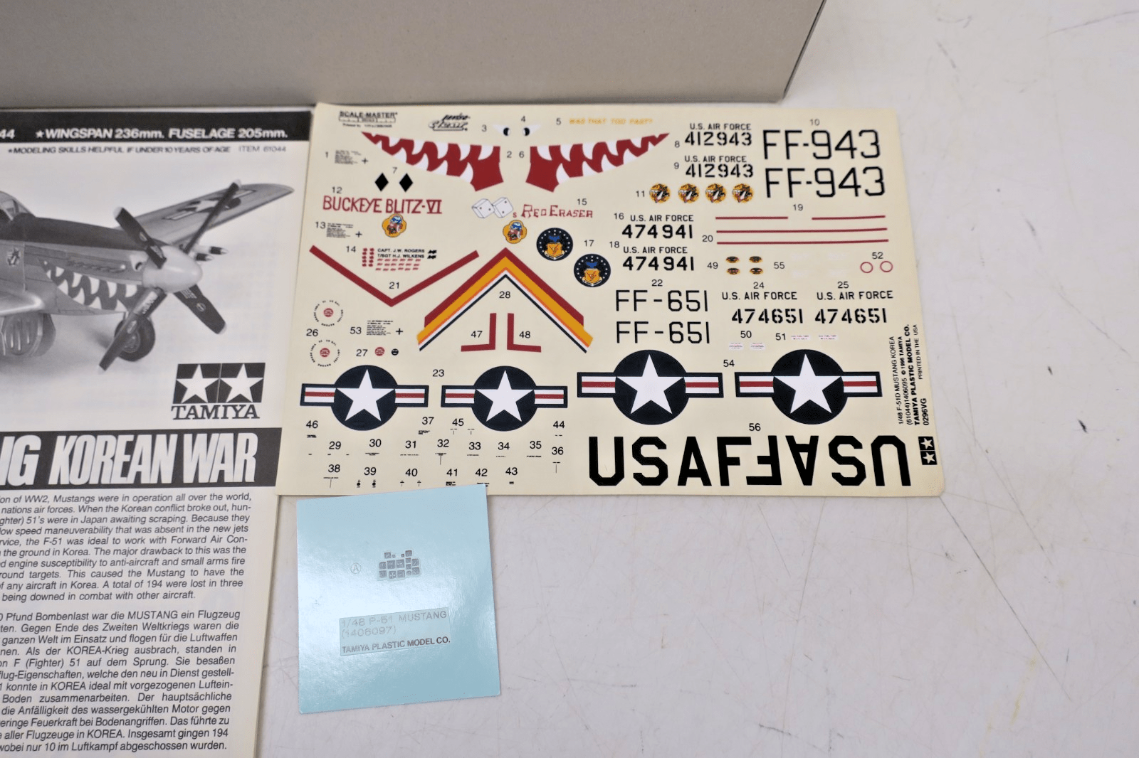 Tamiya 1/48 North American F - 51D Mustang Korean War Model Kit 44 - WISE GUYS HOBBIES LLC