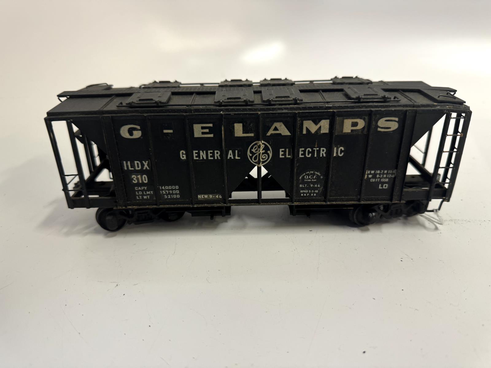 US HOBBIES GE GENERAL ELECTRIC SLAB SIDE COVERED HOPPER CUSTOM - KTM O SCALE 2R - WISE GUYS HOBBIES LLC