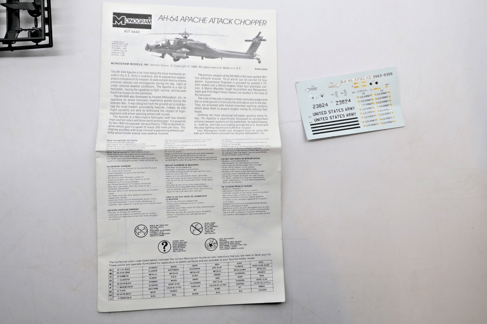 Monogram 1/48 AH - 64 Apache Attack Chopper Model Kit 5443 - WISE GUYS HOBBIES LLC