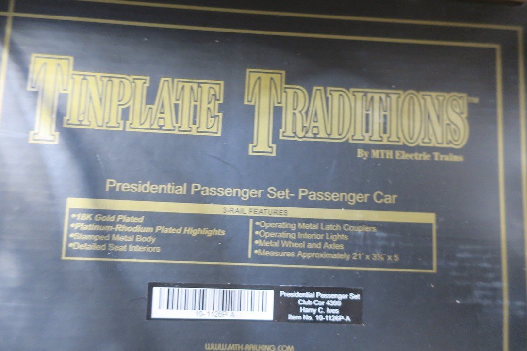 MTH 10-1126P Standard Gauge Presidential Passenger Car Set (3-Rail) - WISE GUYS HOBBIES LLC