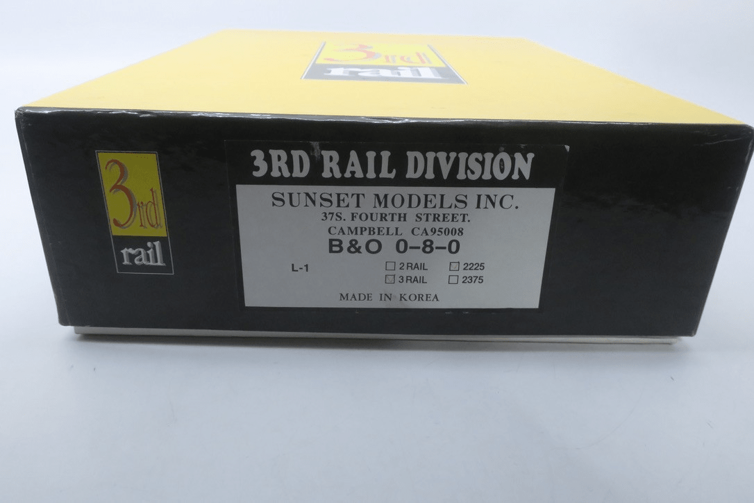 Sunset Models 3rd Rail B&O 0-8-0 2-Rail 2225 Locomotive O Scale - WISE GUYS HOBBIES LLC