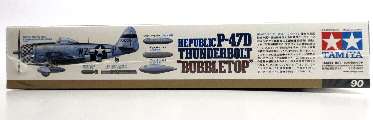 Tamiya 1/48 Republic P-47D Thunderbolt Bubbletop Model Kit 61090 - WISE GUYS HOBBIES LLC